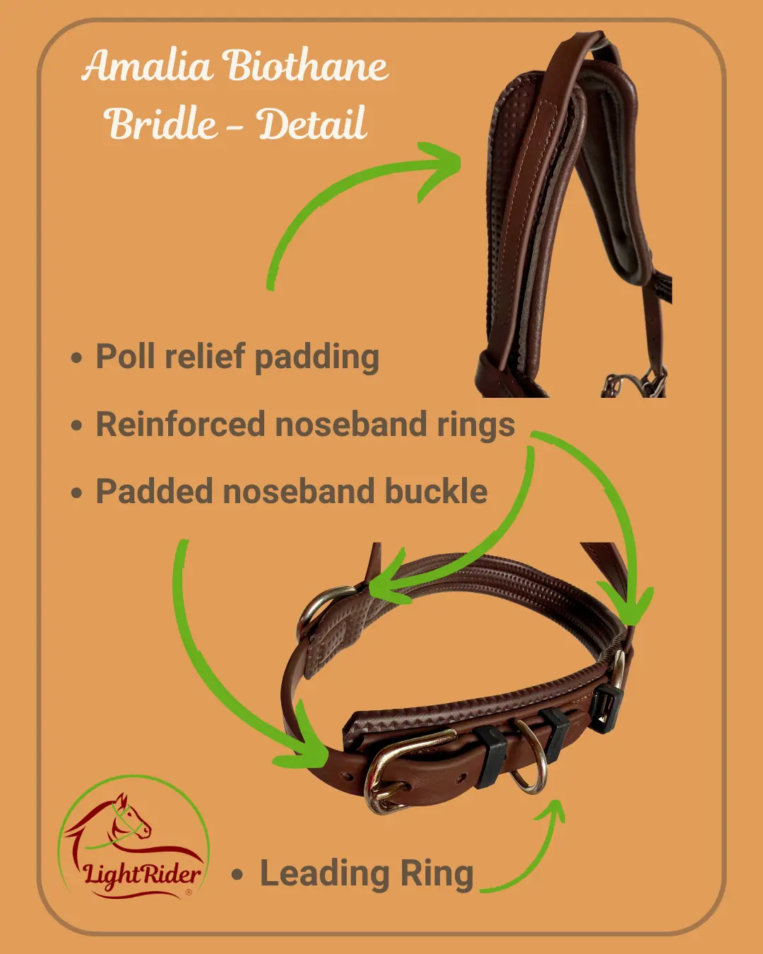 Amalia Biothane Bitless Bridle Detail