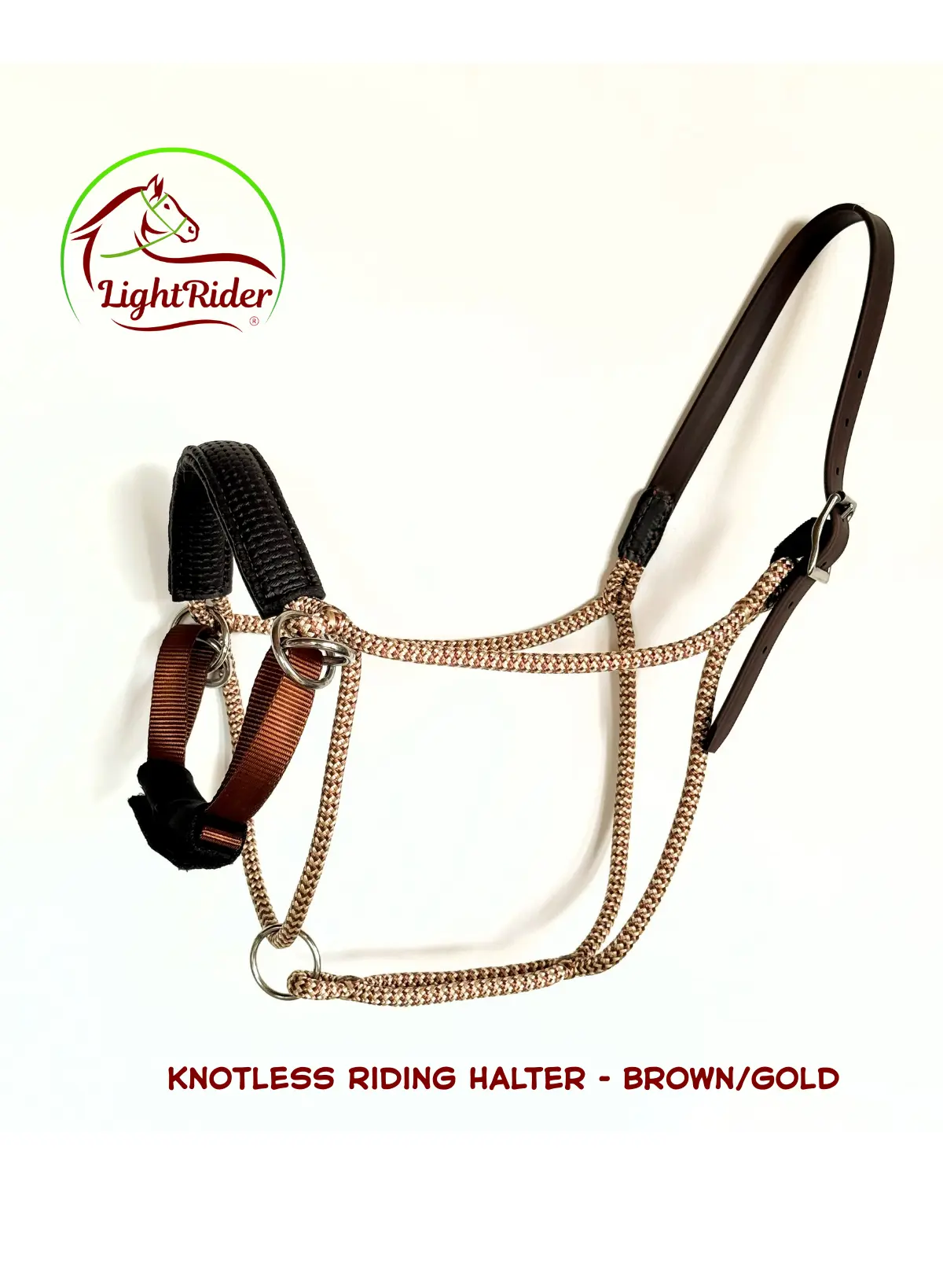 KnotlessRidingHalterBrownGold